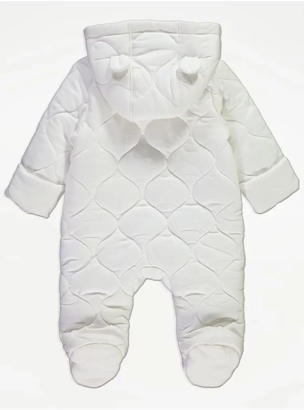 Xhup dimëror i qepur me mbyllje me zip – ngjyrë e bardhë