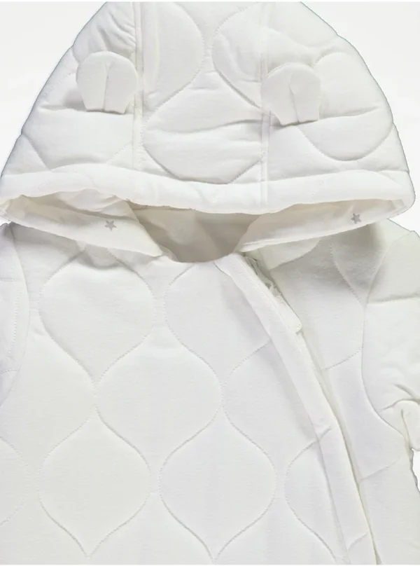 Xhup dimëror i qepur me mbyllje me zip – ngjyrë e bardhë