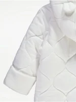 Xhup dimëror i qepur me mbyllje me zip – ngjyrë e bardhë