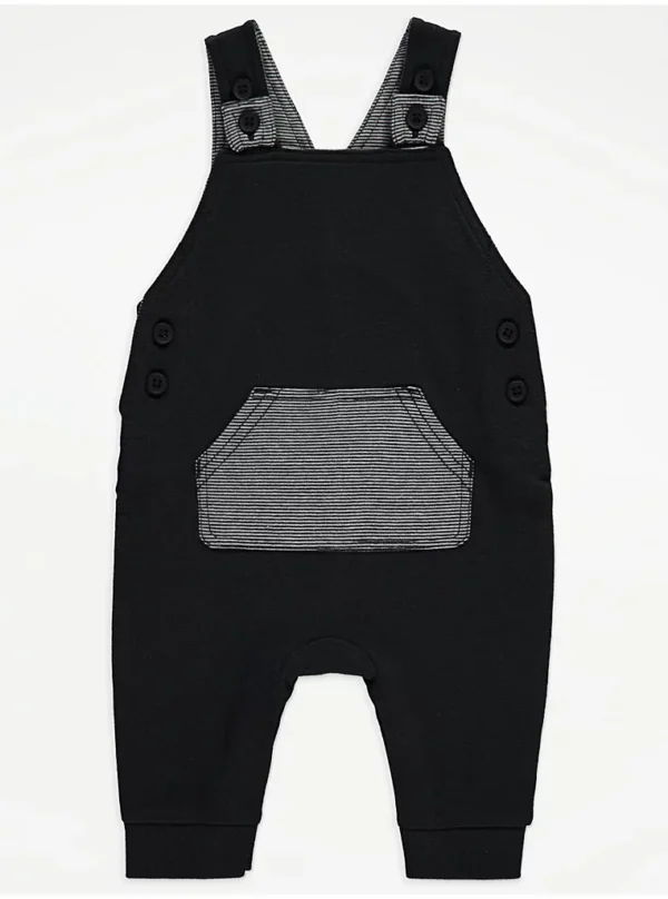 Veshje me bodysuit me vija të zeza dhe dungare (tutina me rripa)