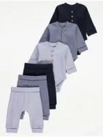 Set me 3 copë bluzë dhe leggins të ribbed blu