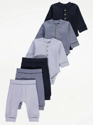 Set me 3 copë bluzë dhe leggins të ribbed blu