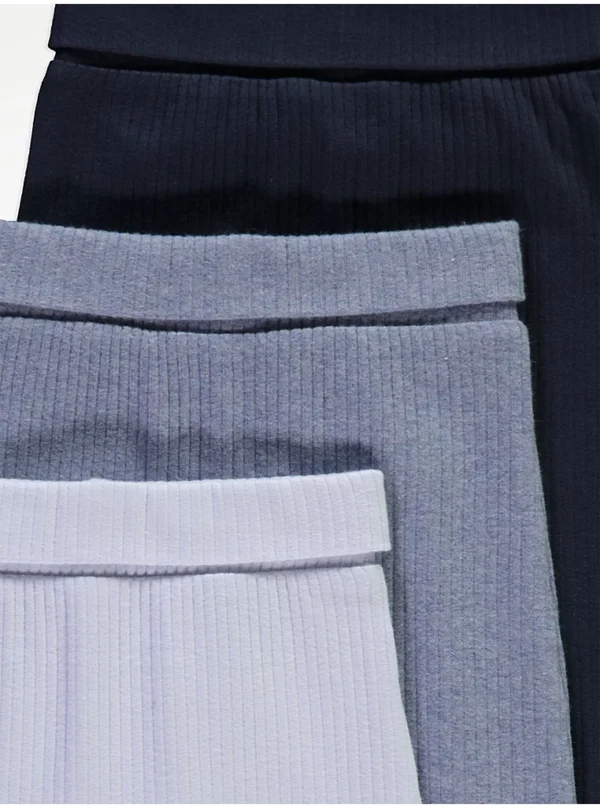 Set me 3 copë bluzë dhe leggins të ribbed blu