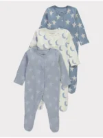 Set me 3 sleepsuit me motiv hëne dhe yjesh