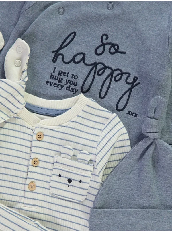 Set fillestar 5 copësh me rripa dhe slogan blu