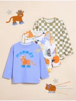 Set 3 copësh Little Angels Meowdy: Bluze me mëngë të gjata dhe pantallona