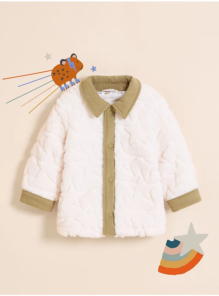 Jaknë prej pelushi Borg – Little Angels, ngjyrë krem me yll