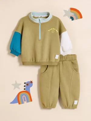 Set Little Angels: Bluze Khaki Howdy-Do dhe pantallona sportive