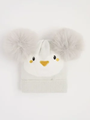 Kapelë “Pinguin Gri” me bobël/pompon.