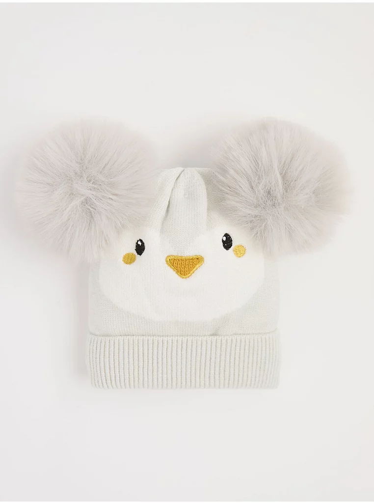 Kapelë “Pinguin Gri” me bobël/pompon.