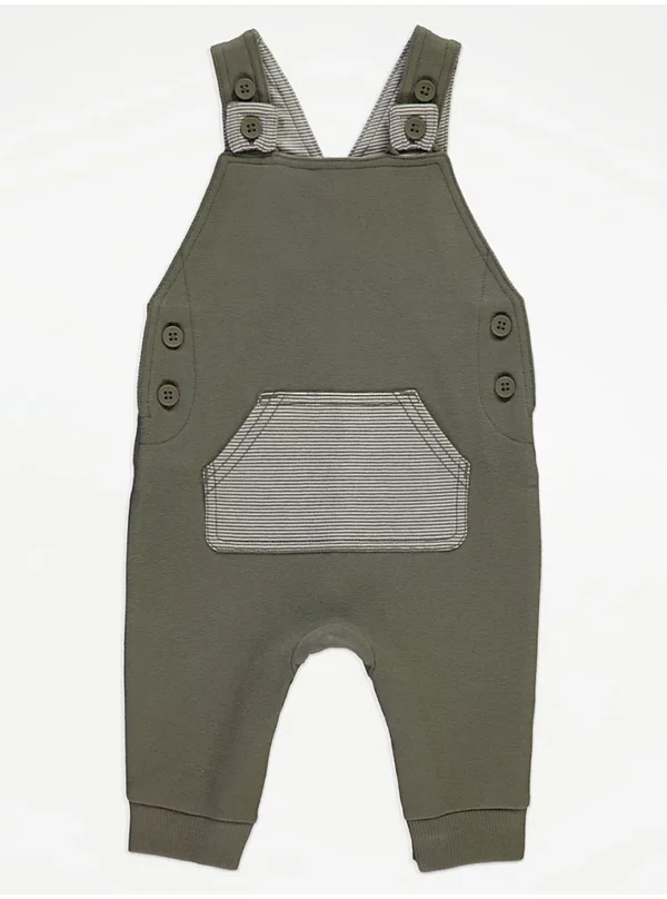 Veshje me dungare kaki dhe bodysuit ribbed