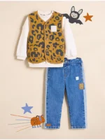 Set Little Angels: Bluze me jelek Leopard dhe xhinse