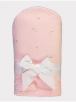 Peshqir me kapuç, ngjyrë rozë e zbehtë me lule