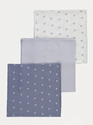 Pëlhura Muslin "Ariu Blu" – Paketë me 3 Copë