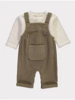 Veshje me dungare të thurura kaki dhe pulovër