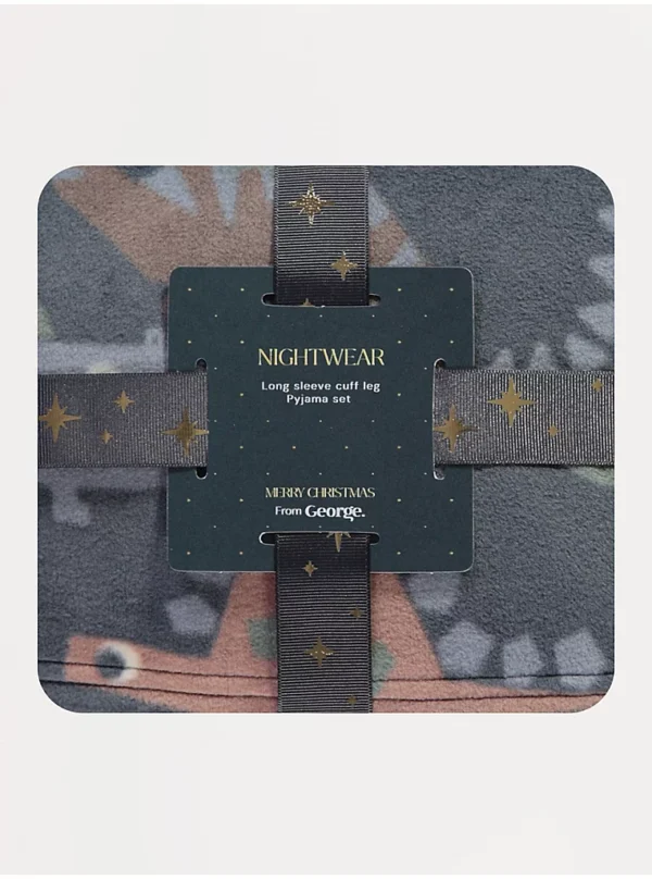 Set dhuratë pizhamesh prej fleeci, gri, me dinosaur dhe mëngë të gjata