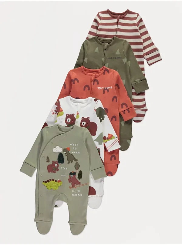 Shpihoze foshnje me printe arush dhe dinosaur –5 copë