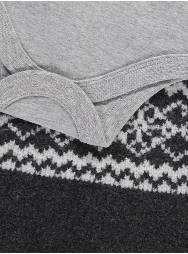 Veshje me dungare të thurura Grey Fairisle dhe bodysuit