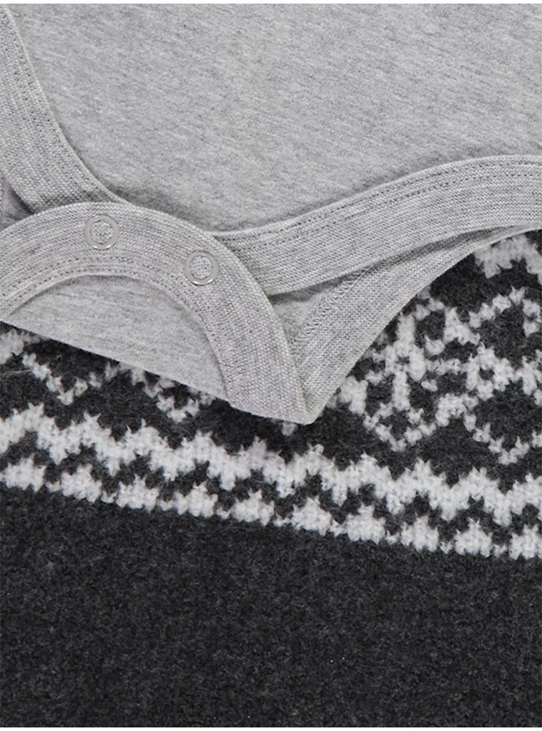 Kombinim me Dungare të Trikuara Grey Fairisle dhe Bodysuit