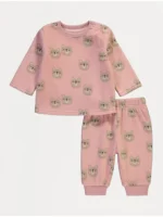 Set Dhurate Pizhamesh, me Mëngë të Gjata, me Ariush Rozë”