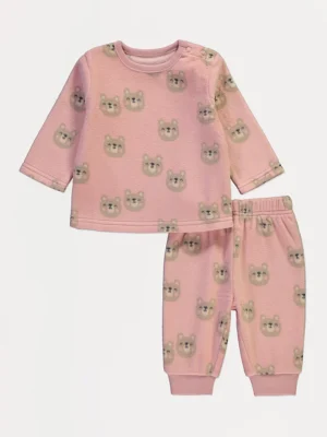 Set Dhurate Pizhamesh, me Mëngë të Gjata, me Ariush Rozë”