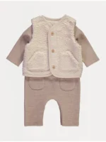 Veshje një copë me vija neutrale dhe gilet Borg