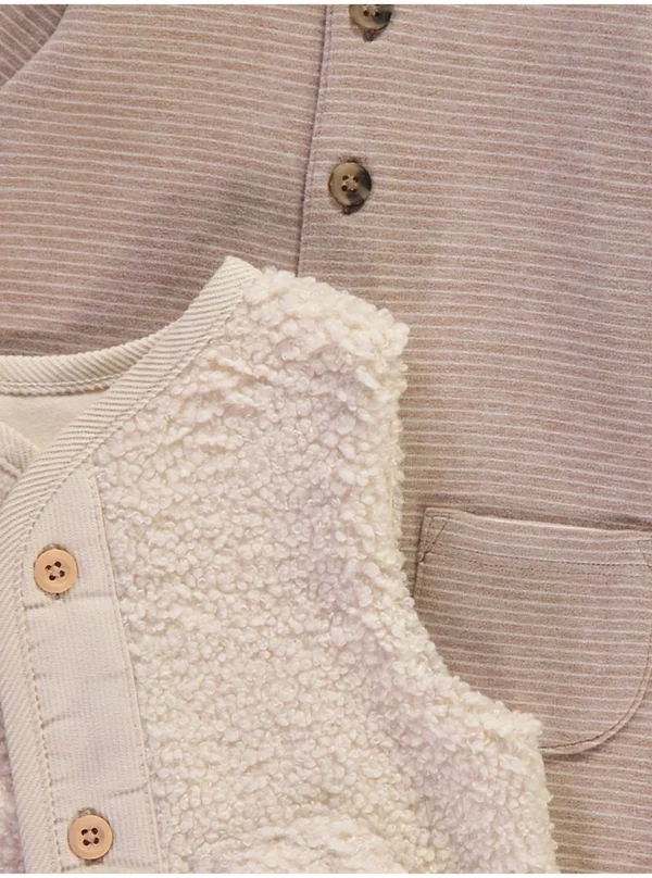 Veshje një copë me vija neutrale dhe gilet Borg