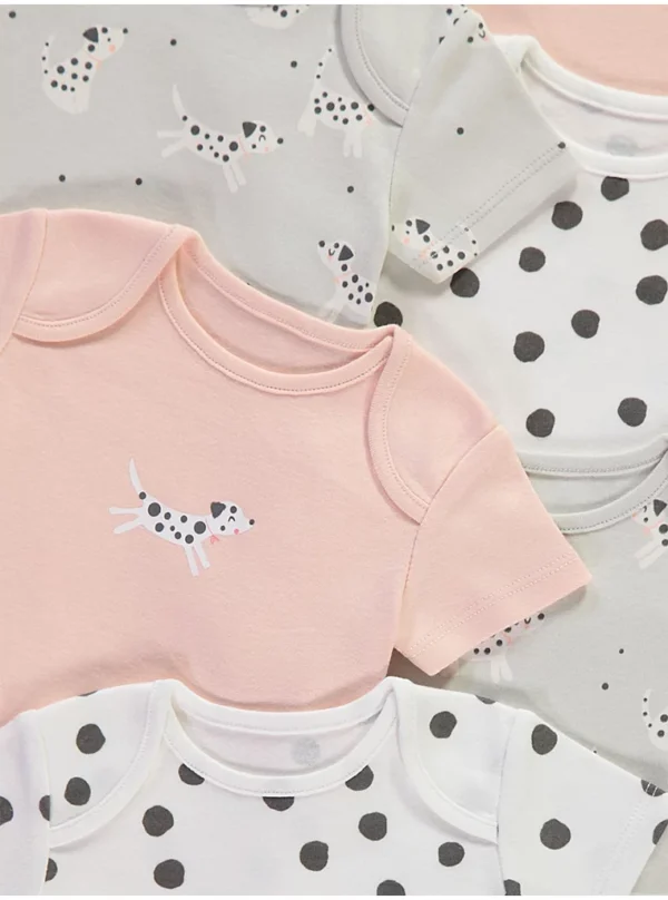 Benkica me Mëngë të Shkurtra “Pink Dalmatian Dog” – Paketë me 7 copë