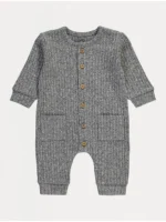 Njëcopëshe gri me mëngë të gjata, e thurur dhe me fund të kopsitur