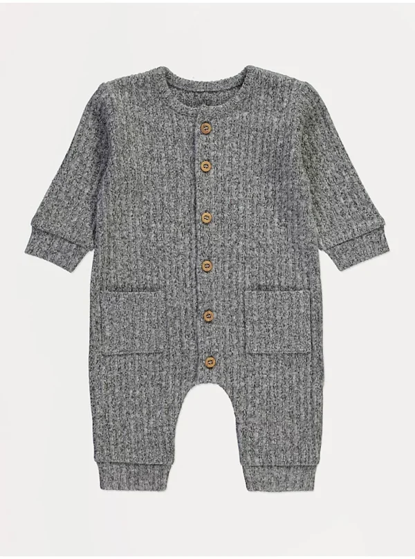 Njëcopëshe gri me mëngë të gjata, e thurur dhe me fund të kopsitur