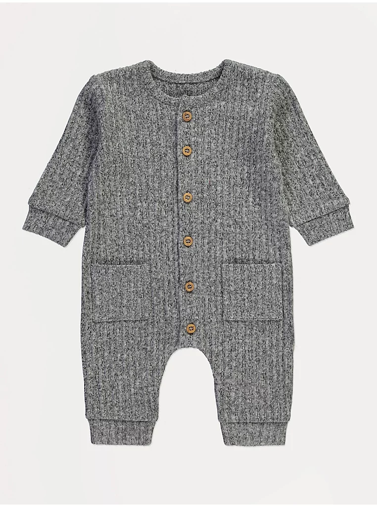 Njëcopëshe gri me mëngë të gjata, e thurur dhe me fund të kopsitur