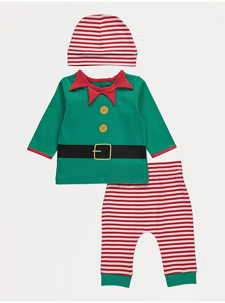 Veshje me bluzë jeshile Elf dhe pantallona me vija