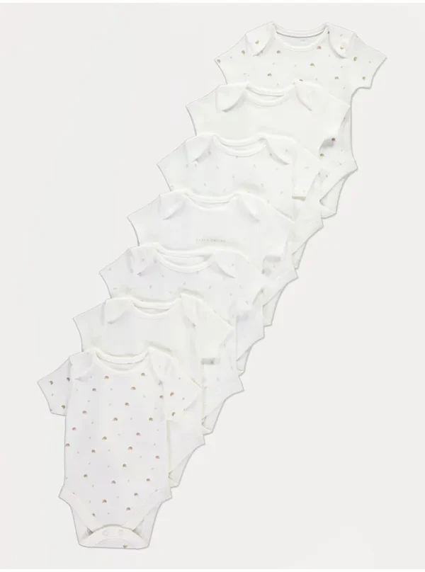 Pako me 7 benkica me mëngë të shkurtra, me dizajne pylli, ngjyrë e bardhë