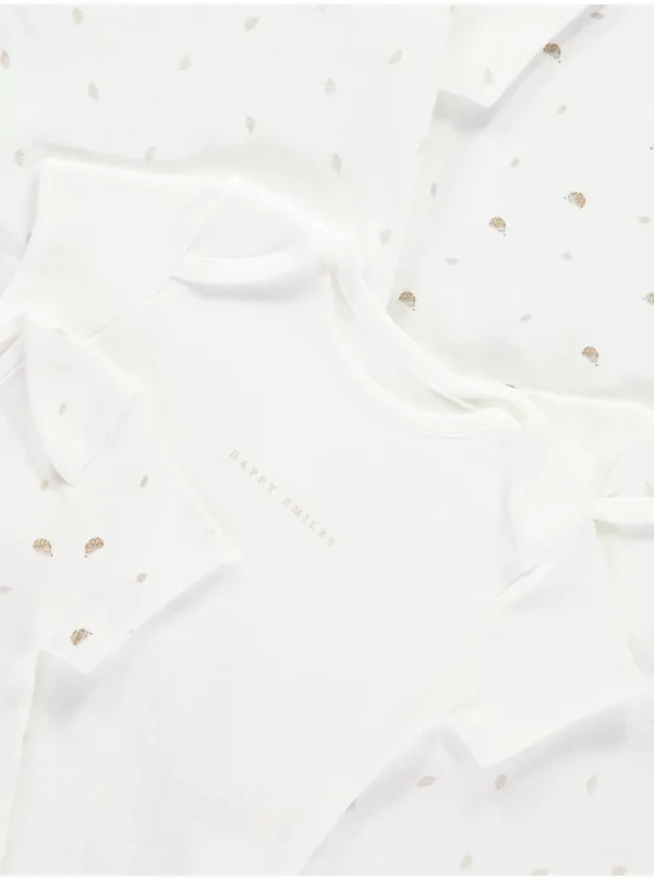 Pako me 7 benkica me mëngë të shkurtra, me dizajne pylli, ngjyrë e bardhë