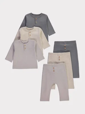 Set 3 copësh: Bluza të kopsitura neutrale me butona dhe pantallona