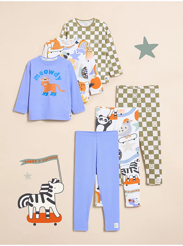 Set 3 copësh Little Angels Meowdy: Bluze me mëngë të gjata dhe pantallona