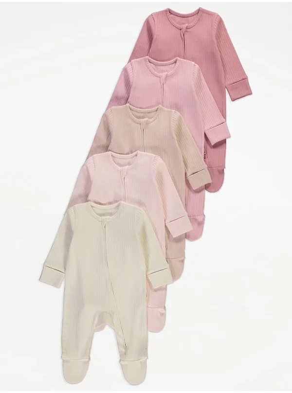 Bodi për gjumë me zinxhir, material i butë me rripa – Paketë 5 copë, ngjyrë rozë