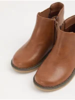 Këpucë Chelsea me fund të valëzuar, ngjyrë kafe e çelët dhe me shkëlqim