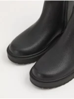 Këpucë Chelsea me dukje lëkure, ngjyrë zezë