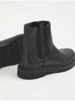 Këpucë Chelsea me dukje lëkure, ngjyrë zezë