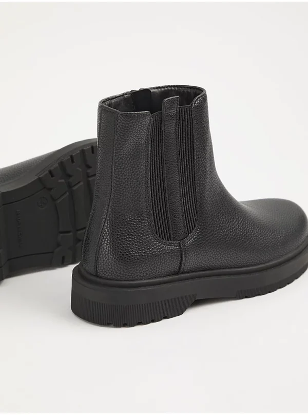 Këpucë Chelsea me dukje lëkure, ngjyrë zezë