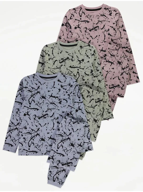 Pizhama me Shpërndarje Ngjyrash, Paketë 3 Copë