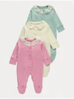 Set 3 pizhamesh të ndritshme me jakë  dhe fjongo