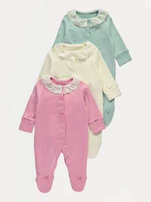 Set 3 pizhamesh të ndritshme me jakë  dhe fjongo