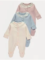 Set 3 pizhamesh me mëngë të gjata, jakë