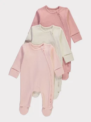 Paketë 3-copëshe pizhamesh roze me rrjetë dhe zip