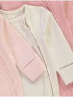 Paketë 3-copëshe pizhamesh roze me rrjetë dhe zip