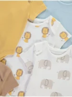 Bodysuit me mëngë të shkurtra me kafshë safari – paketë me 7 copë