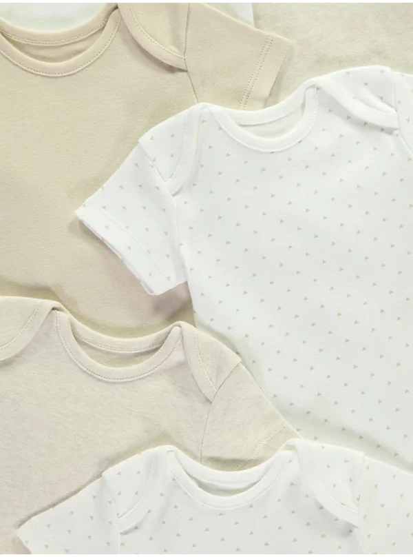 Bodysuit me mëngë të shkurtra, ngjyra neutrale – paketë me 10 copë