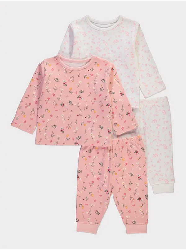 Pizhame rozë me print lulesh të imëta paketë me 2 copë